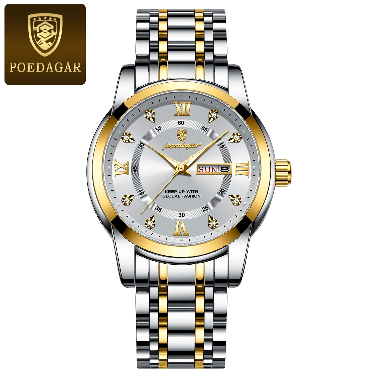 POEDAGAR - Jam Tangan Pria Waterproof Double Kalender Luminous Quartz - Gambar 2