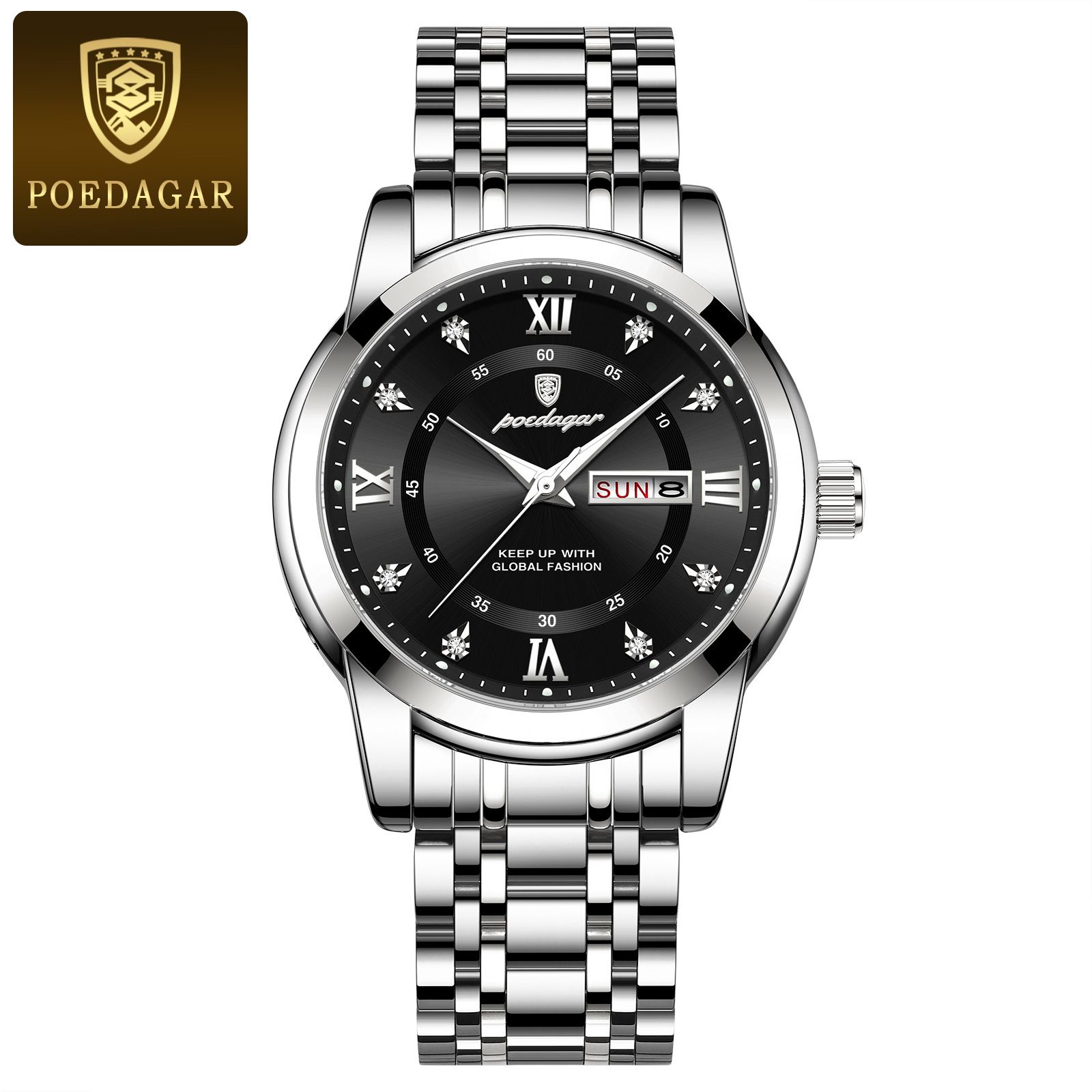 POEDAGAR - Jam Tangan Pria Waterproof Double Kalender Luminous Quartz - Gambar 8